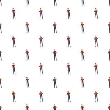 Young man character repeating seamless pattern background Stock Illustration