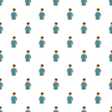 Young man character seamless repeating pattern illustration Stock Illustration