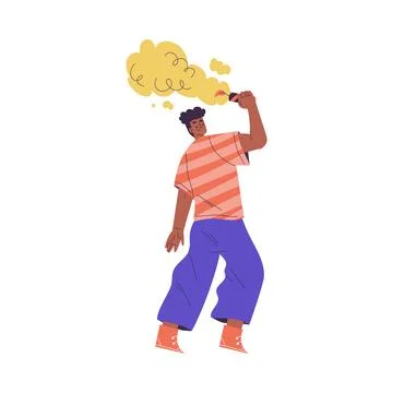 Young Man Character Setting Off Firework Vector Illustration Stock Illustration
