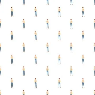 Young man character standing vector seamless pattern 스톡 일러스트