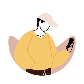 Young man checking the cell phone Stock Illustration
