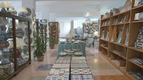 Young Man Checking Ceramic Shop Stock Footage 90088822