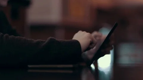 The young man chooses items in the online store. Hands close-up. Stock Footage 71565798