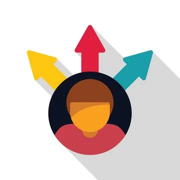 Young man choosing career path, making decision icon, flat style Illustrazione stock