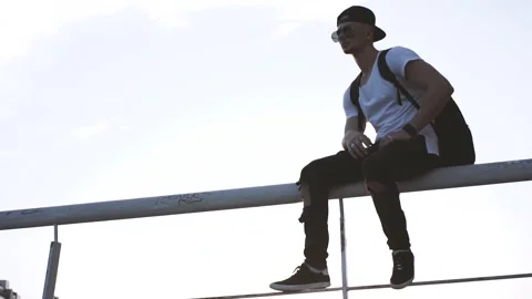 Young man in the city Stock Footage 95077603