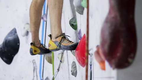 Young Man Climbing A Rock Wall Stock Footage 236309503