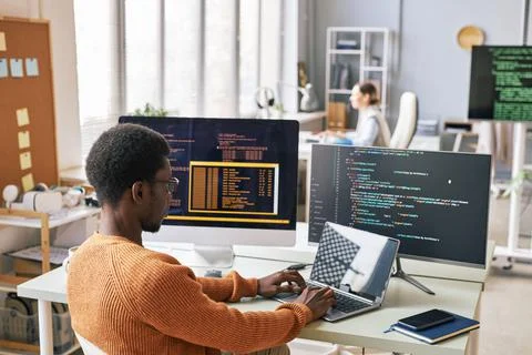 Young Man Coding Stock Photos