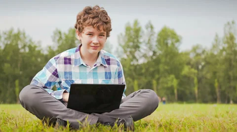 Young man communicates on the network Stock Footage 35849662