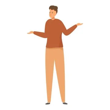 Young man is comparing something with his hands イラスト素材