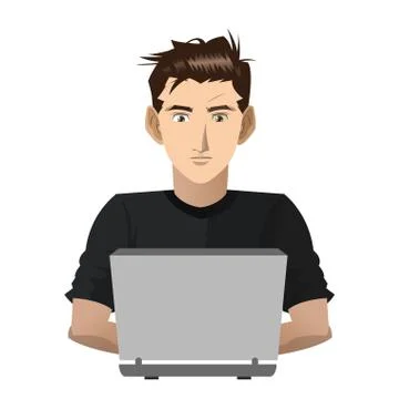 Young man with computer icon Stock-Illustration