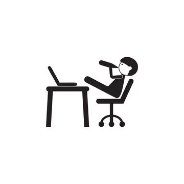 Young man at the computer icon. Illustration of family values icon. Premium Stock Illustration