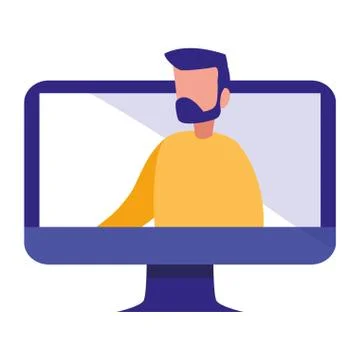 Young man with computer Stock-Illustration