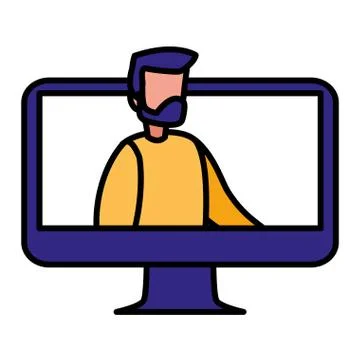 Young man with computer Stock-Illustration