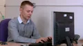 Young man is confused by computer HD Footage