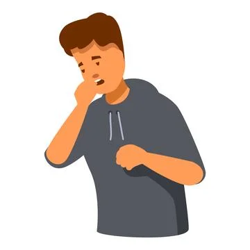 Young man coughing and experiencing respiratory illness symptoms Stock Illustration