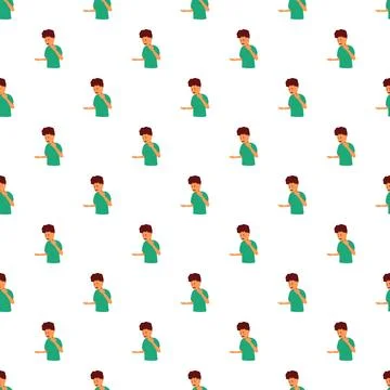 Young man coughing pattern representing illness symptoms background Stock Illustration