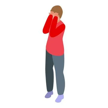 Young man covering face with hands feeling ashamed isometric icon Stock Illustration
