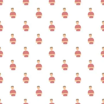Young man crossed arms repeating seamless pattern Stock Illustration
