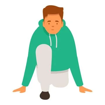 Young man crouching, getting ready to start running 스톡 일러스트