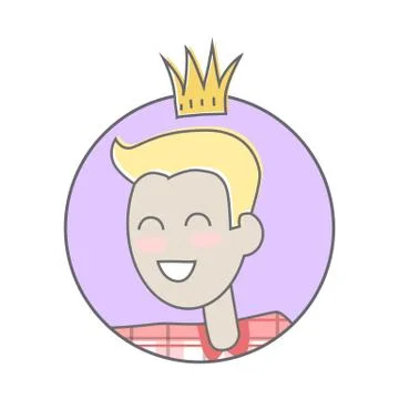 Young Man with Crown on His Head Avatar Icon Stock Illustration