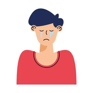 Young man crying Stock Illustration