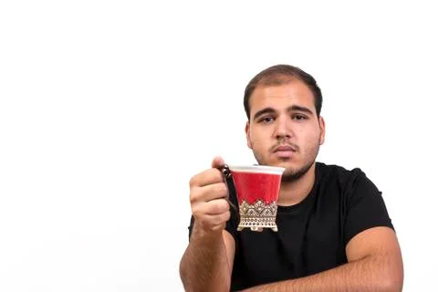 Young Man With Cup Of Coffee Stock Photos