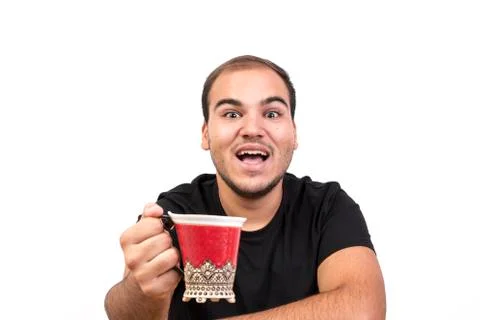 Young Man With Cup Of Coffee Stock Photos