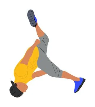Young man dancer in freestyle breakdance movement. Stock Illustration