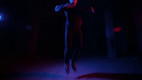 Young man dancing breakdance, hiphop, street dancing in the studio, isolated Stock Footage 121514744