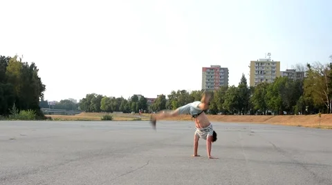 Young man dancing breakdance on the street Video stock 53235693