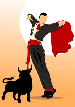 Young man  dancing flamenco. Vector 3d hand drawn illustration Stock Illustration