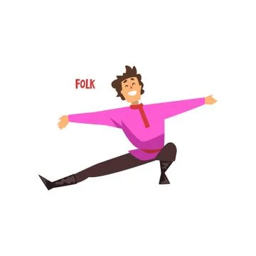 Young man dancing folk dance vector Illustration on a white background 스톡 일러스트