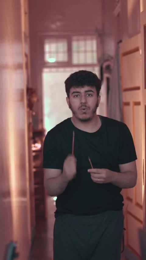 Young Man Dancing in Hallway – Energetic Expressi Video stock 309770712