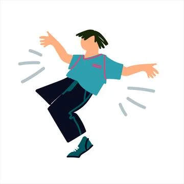 Young man dancing, having fun. Isolated on white background Stock Illustration
