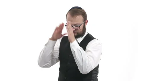 Young man dancing. Model is turning around and applauding. Isolated, on white Video stock 130180356