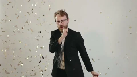 Young man dancing at a new year eve party Video stock 221642935
