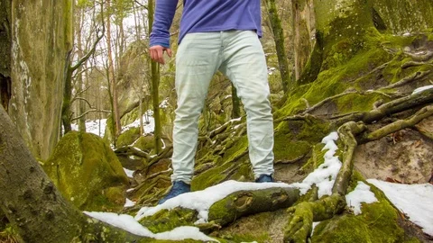 Young man dancing on a rock Video stock 82383647