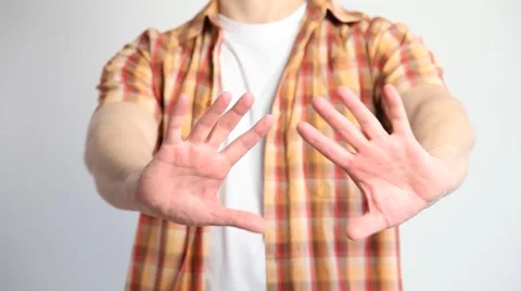 Young man demonstrating a refusal  gesture Stock Footage 60408076