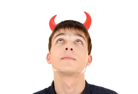 Young Man with Devil Horns Stock Photos