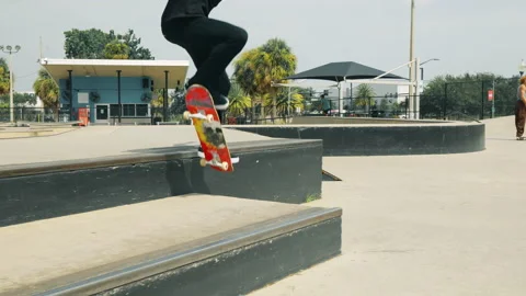 Young Man Does Grind On Ledge At Skatepark Video stock 168025848