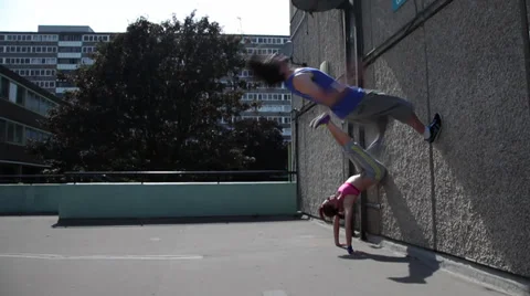 A young man does a somersault Stock Footage 35401309