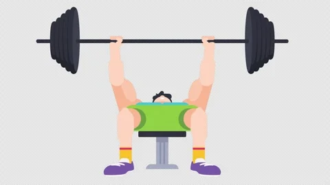 Young man doing barbell bench press exercise. workout animation loop Stock Footage 310594008