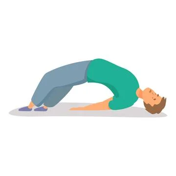 Young man doing bridge exercise, working out, stretching back muscles Stock Illustration