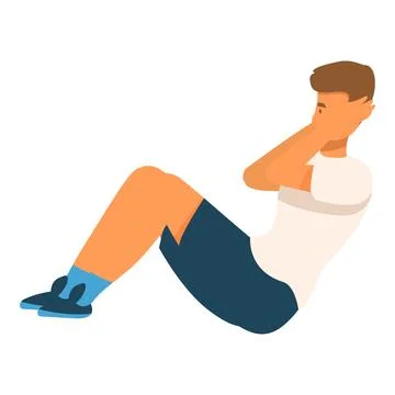 Young man doing crunch exercise for abdominal muscles Stock Illustration