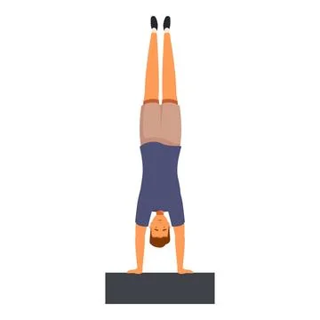 Young man doing handstand exercise on white background Stock Illustration