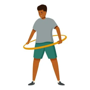 Young man doing hula hoop exercise for weight loss and fitness Stock Illustration