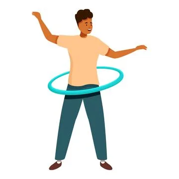Young man doing hula hoop exercise keeping fit and healthy Illustrazione stock
