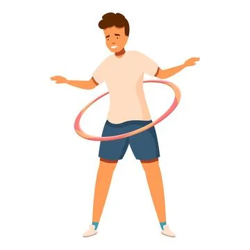 Young man doing hula hoop exercise for weight loss and fitness Stock Illustration