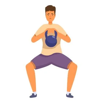 Young man doing kettlebell squats workout illustration Stock Illustration