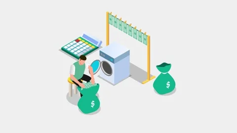 Young man doing money laundry crime Stock Footage 171115261
